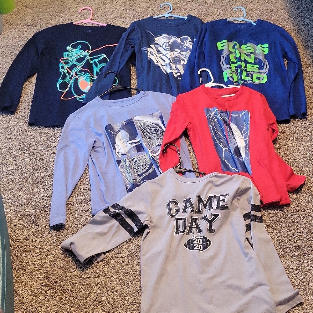 The Children's Place Long Sleeve Tees - Blue, Red, Gray